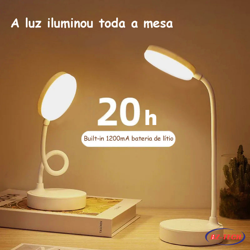 Luminária Abajur de Mesa LED Luz Recarregável Touch Haste Flexível Lâmpada De Estudo Sem Fio