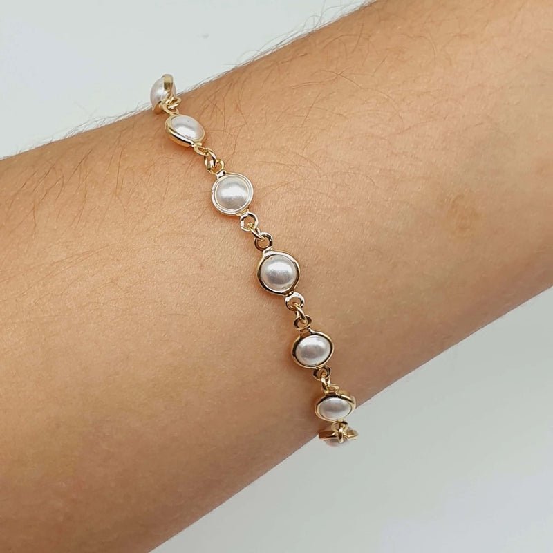 Pulseira pérolas banhada a ouro 18k prata 925