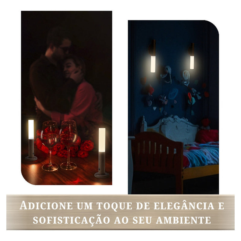 Luminaria Led Recarregável Sensor de Movimento Arandela de Madeira Minimalist Mesa Parede Magnética