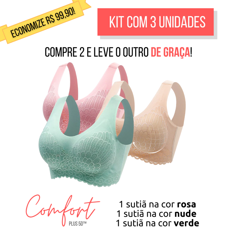 Kit 3 Unidades - Sutiã Comfort Plus™ 5D - Frete Grátis